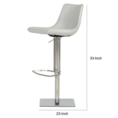 Cid 21 Inch Modern Swivel Counter Bar Stool, White Faux Leather, Adjustable - BM279431