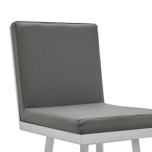 Kim 26 Inch Modern Vegan Leather Counter Stool, Swivel, Metal Legs, Gray - BM282693