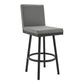 Kim 30 Inch Modern Vegan Leather Bar Stool, Swivel, Metal, Gray, Black - BM282696