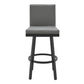 Kim 30 Inch Modern Vegan Leather Bar Stool, Swivel, Metal, Gray, Black - BM282696