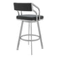 Blake 26 Inch Modern Vegan Faux Leather Counter Stool, Swivel, Tufted, Gray - BM282697