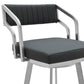 Blake 26 Inch Modern Vegan Faux Leather Counter Stool, Swivel, Tufted, Gray - BM282697