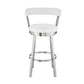 Emma 26 Inch Counter Height Swivel Stool, Steel Legs, Faux Leather, White - BM283255