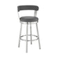 Emma 30 Inch Bar Height Swivel Stool, Steel Legs, Faux Leather, Light Gray - BM283295