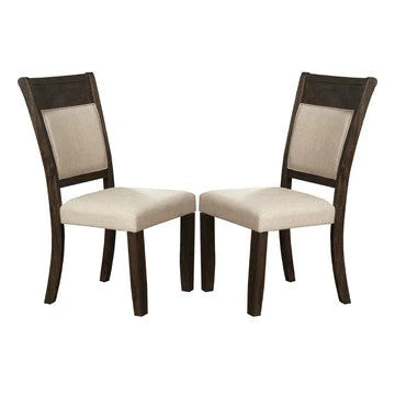 Brian 25 Inch Dining Side Chair, Fabric Upholstered, Set Of 2, Brown, Beige - BM283863