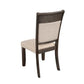 Brian 25 Inch Dining Side Chair, Fabric Upholstered, Set Of 2, Brown, Beige - BM283863