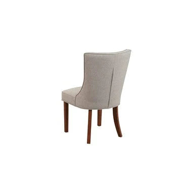 Paige 25 Inch Dining Side Chair, Fabric Upholstery, Set Of 2, Beige, Brown - BM283866