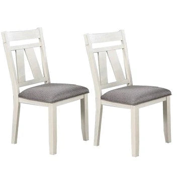 Lexi 24 Inch Classic Dining Side Chair, Padded Seat, Set Of 2, Gray, White - BM284312