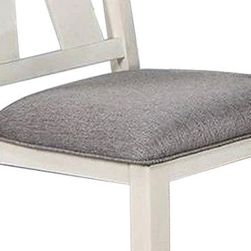 Lexi 24 Inch Classic Dining Side Chair, Padded Seat, Set Of 2, Gray, White - BM284312