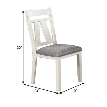 Lexi 24 Inch Classic Dining Side Chair, Padded Seat, Set Of 2, Gray, White - BM284312