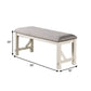 Lexi 50 Inch Dining Bench, Fabric Padded Seat, Rubberwood, Gray And White - BM284313