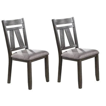 Lexi 24 Inch Dining Side Chair, Padded Seat, Set Of 2, Gray, Dark Brown - BM284316