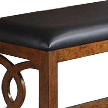 Ivy 50 Inch Modern Faux Leather Upholstered Dining Bench, Black, Brown - BM284341