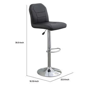 Saltoro Sherpi Judy 25-29 Inch Modern Bar Stool, Vegan Faux Leather Adjustable Swivel Seat, Metal, White - BM284342