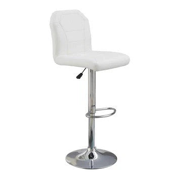 Judy 25-29 Inch Modern Bar Stool, Faux Leather Swivel Seat, Metal, White - BM284343