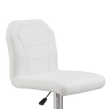 Judy 25-29 Inch Modern Bar Stool, Faux Leather Swivel Seat, Metal, White - BM284343