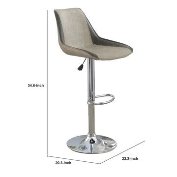 Carl 25-29 Inch Vegan Faux Leather Bar Stool, Adjustable Height, Beige Seat - BM284344