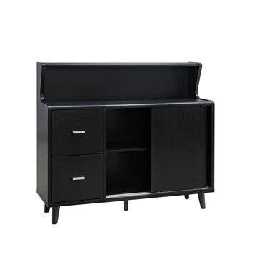 47 Inch Serving Cabinet Buffet Sideboard Console, 2 Drawers, Shelves, Black - BM284377