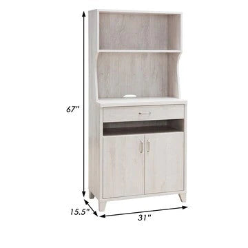 67 Inch Modern Bakers Cabinet, 1 Drawer, 1 Cabinet, 1 Top Shelf, White - BM284380