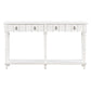 Tyra 63 Inch Console Sideboard Table, 4 Drawers, Turned Legs, White - BM285472