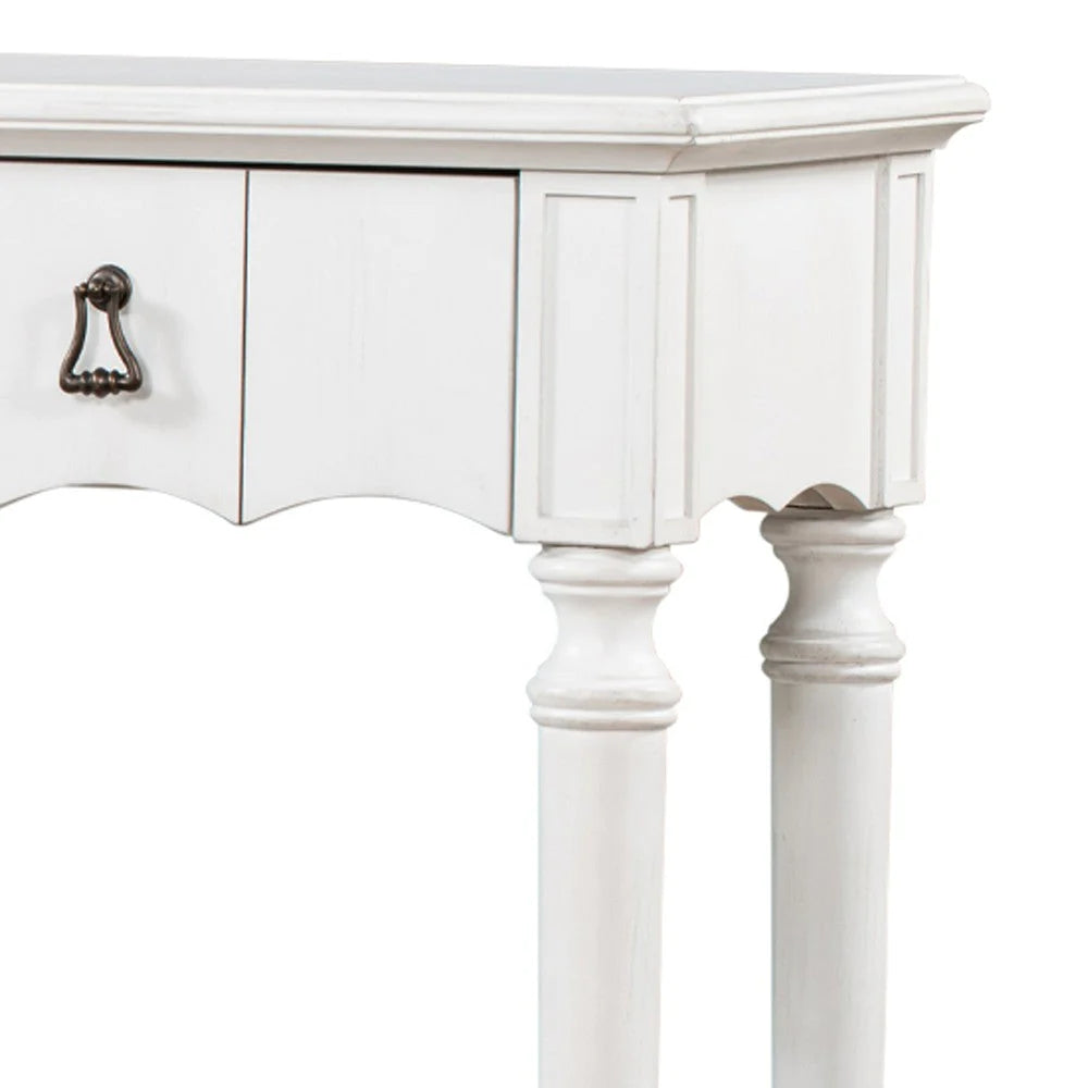 Tyra 63 Inch Console Sideboard Table, 4 Drawers, Turned Legs, White - BM285472