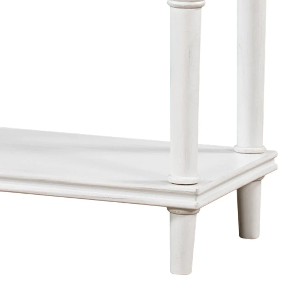 Tyra 63 Inch Console Sideboard Table, 4 Drawers, Turned Legs, White - BM285472