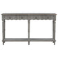 Tyra 63 Inch Console Sideboard Table, Grooved 4 Drawers, Turned Legs, Gray - BM285474