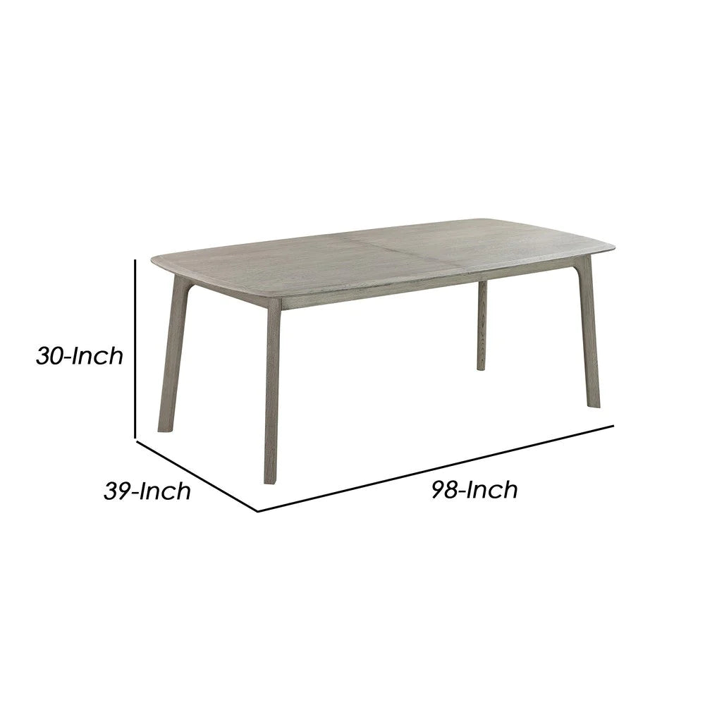 Dene 79-98 Inch Extendable Rectangle Dining Table, Flared Legs, Gray Oak - BM293105