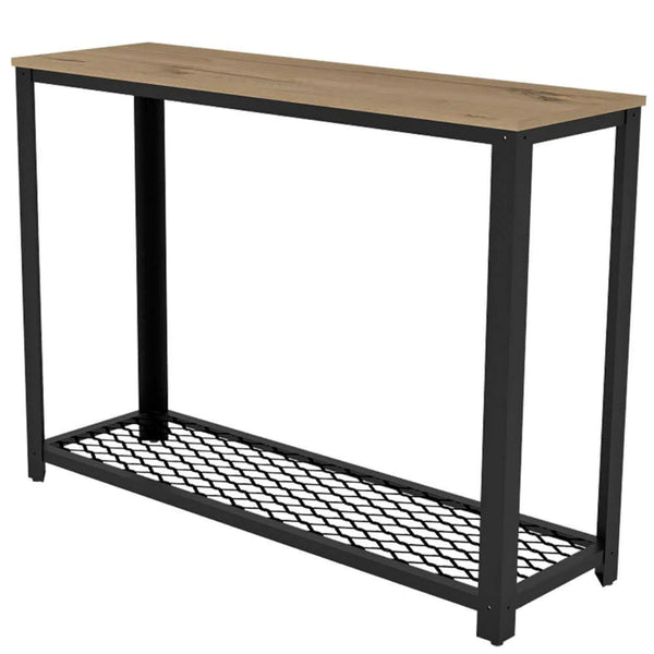 43 Inch Sideboard Console Table, 1 Mesh Design Shelf, Black Plated Steel - BM293681