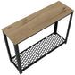 43 Inch Sideboard Console Table, 1 Mesh Design Shelf, Black Plated Steel - BM293681