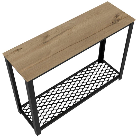 43 Inch Sideboard Console Table, 1 Mesh Design Shelf, Black Plated Steel - BM293681