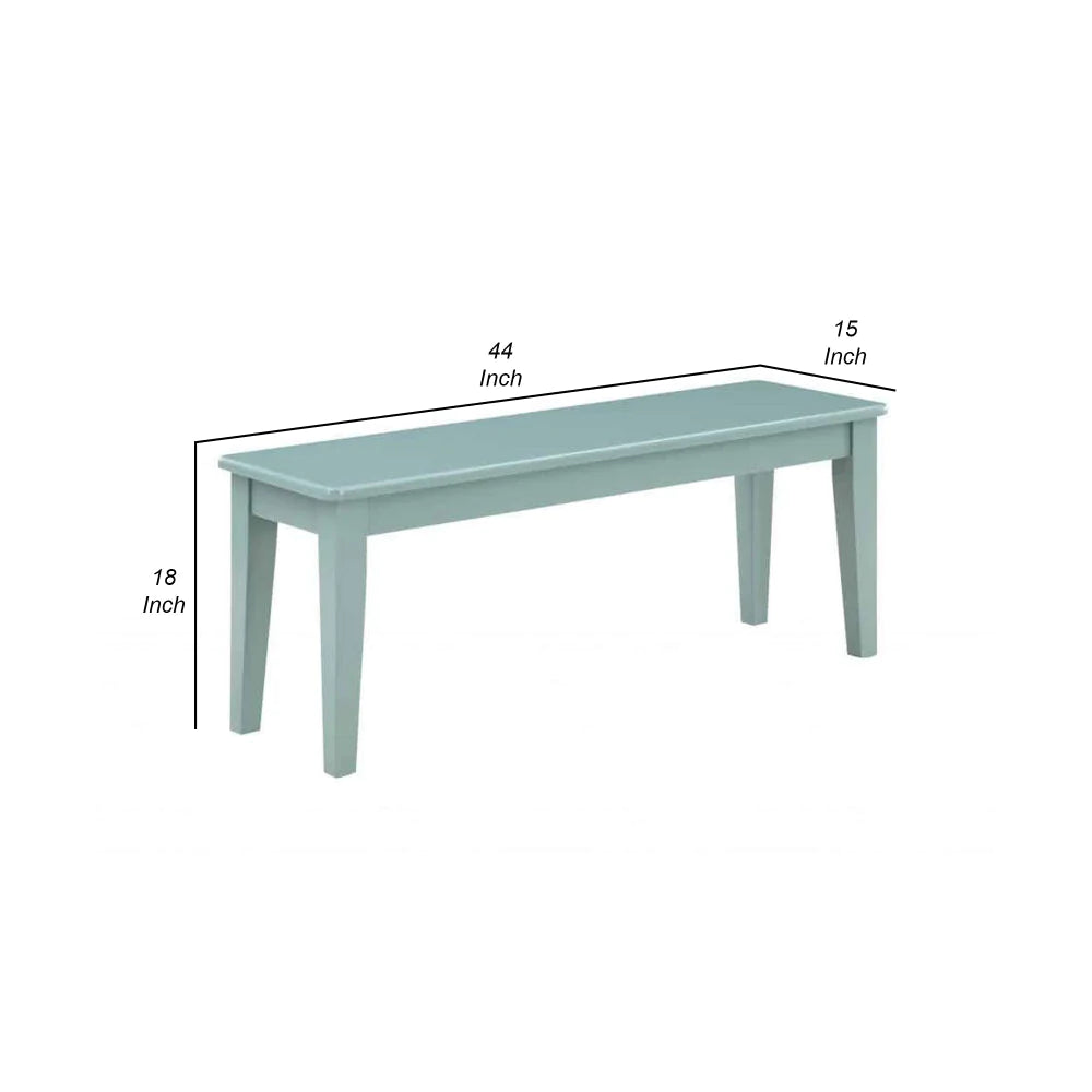 Bray 44 Inch Modern Rectangular Dining Bench, Tapered Legs, Teal Blue - BM293816