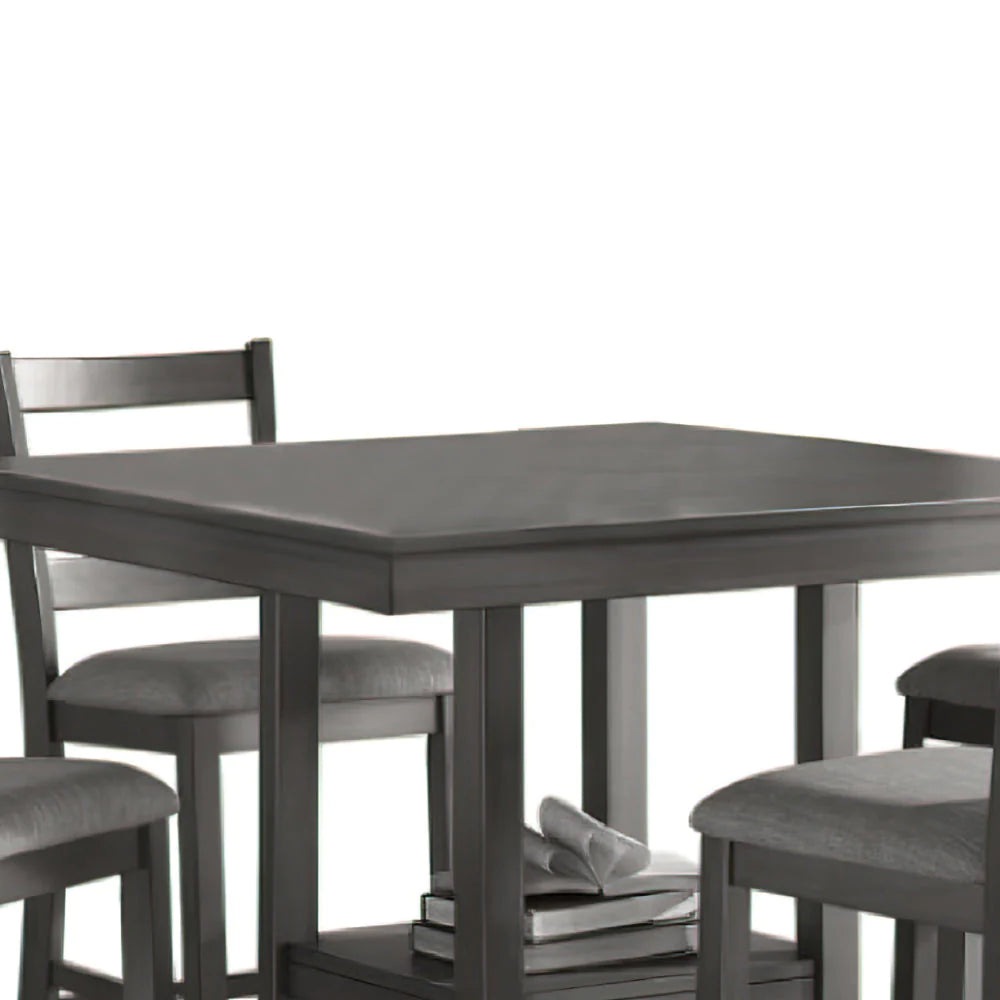 5 Piece Counter Height Dining Set, Table And 4 Chairs, Padded Seats, Gray - BM294271