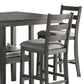 5 Piece Counter Height Dining Set, Table And 4 Chairs, Padded Seats, Gray - BM294271