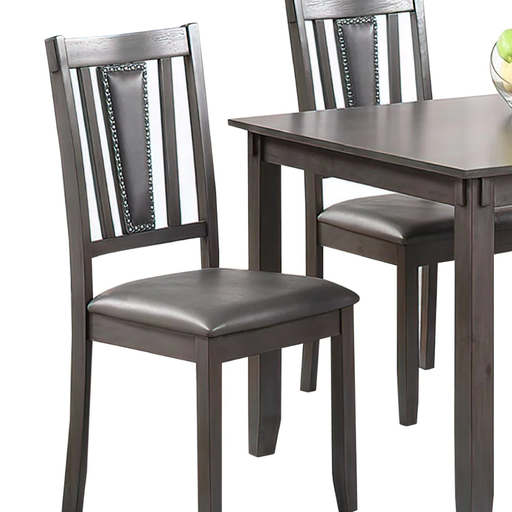 Modern 5 Piece Dining Set With Table, 4 Chairs, Cushioned, Gray And Brown - BM294283