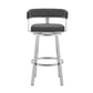 Sez 26 Inch Modern Swivel Barstool Armchair, Backrest, Gray Faux Leather - BM295659