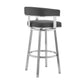 Sez 26 Inch Modern Swivel Barstool Armchair, Backrest, Gray Faux Leather - BM295659