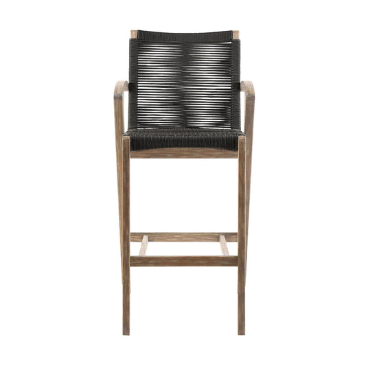 Ivan 26 Inch Counter Height Stool, Light Eucalyptus Wood, Charcoal Rope - BM295683