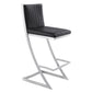 Eno 30 Inch Modern Barstool, Channel Stiched Square Back, Z Legs, Black - BM295689