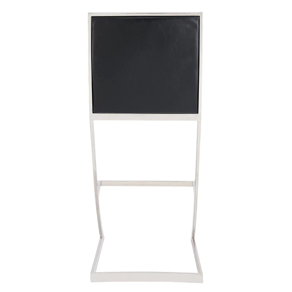 Eno 30 Inch Modern Barstool, Channel Stiched Square Back, Z Legs, Black - BM295689