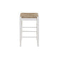 Square Wooden Frame Counter Stool With Hand Woven Rush, White And Brown - BM61433