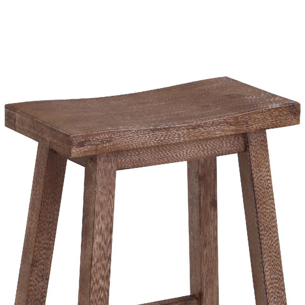 Wooden Frame Saddle Seat Counter Height Stool With Angled Legs, Brown - BM61441