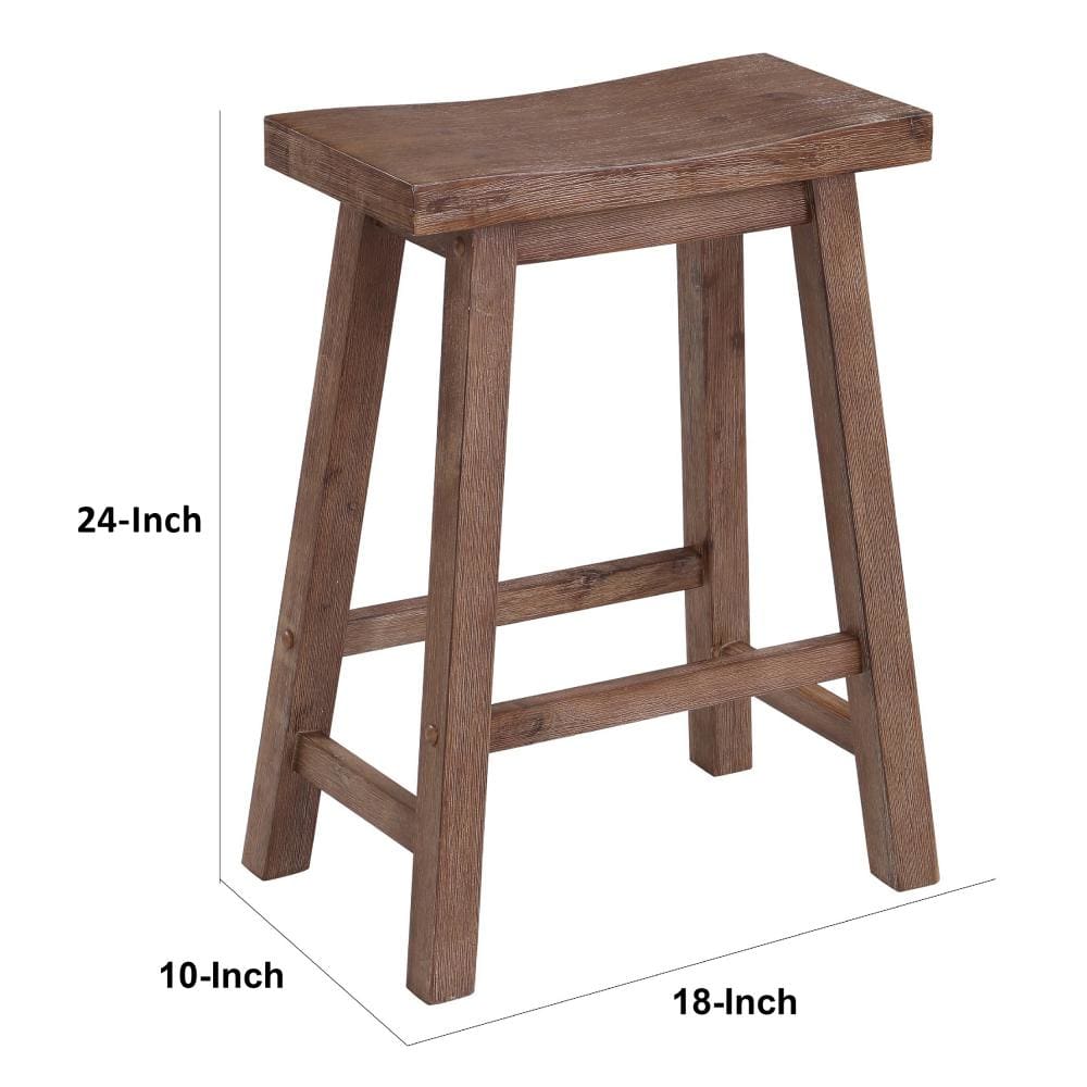 Wooden Frame Saddle Seat Counter Height Stool With Angled Legs, Brown - BM61441