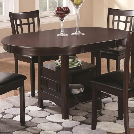 Wooden Dining Table With Storage Compartment, Espresso Brown-BM69083