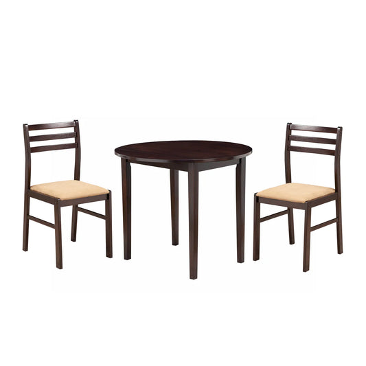 Transitional Style 3 Piece Wooden Dining Table And Chair Set, Brown - BM69410
