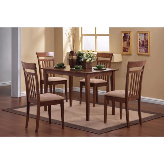 Classy 5 Piece Wooden Dining Table Set, Brown-BM69424