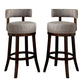 Swivel Barstool With Curved Open Low Back, Set Of 2, Gray And Brown - BM131357