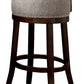 Swivel Barstool With Curved Open Low Back, Set Of 2, Gray And Brown - BM131357