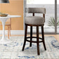 Swivel Barstool With Curved Open Low Back, Set Of 2, Gray And Brown - BM131357