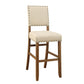 BM131232 Sania Rustic Bar Chair In Ivory Linen, Set Of 2